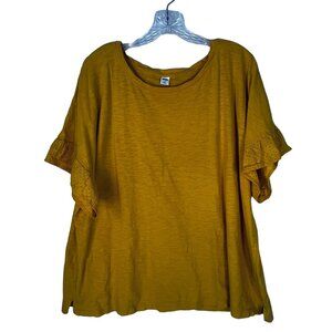 Old Navy Lace Ruffle Shirt Womens Size XXL Yellow Casual